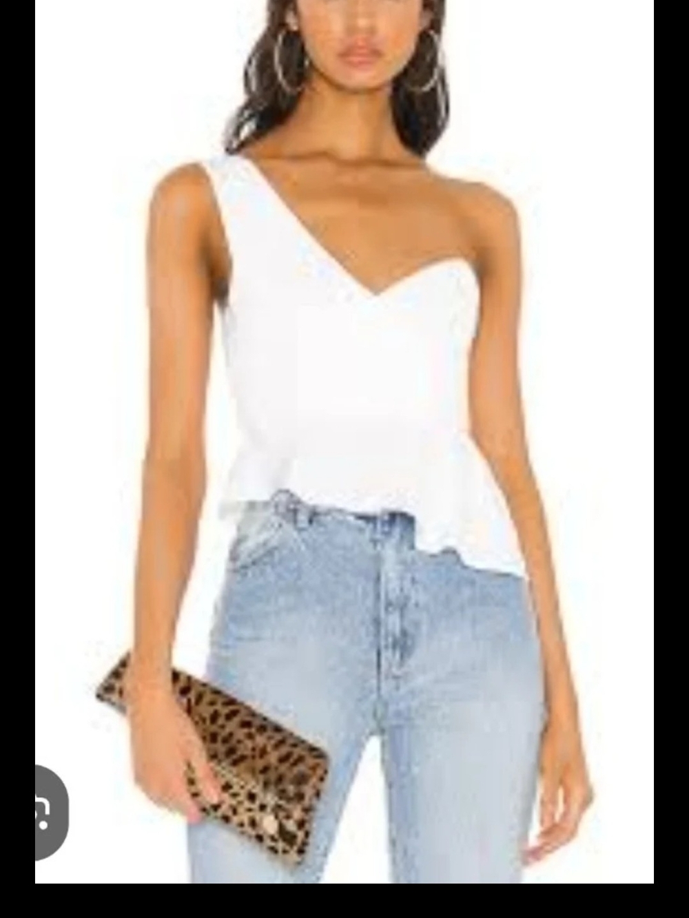 White One Shoulder Peplum Blouse M-L